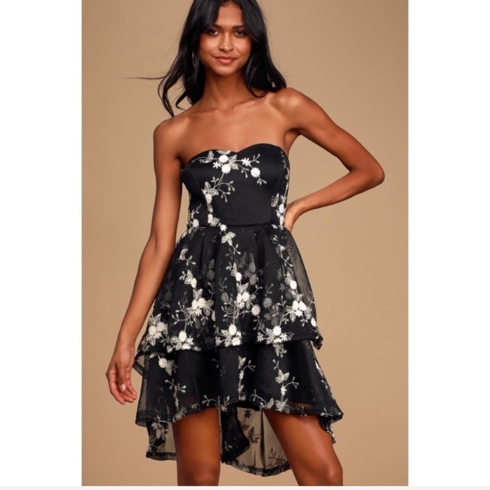 Lulus Floral Embroidered Layered High Low Dress - Picture 9 of 9